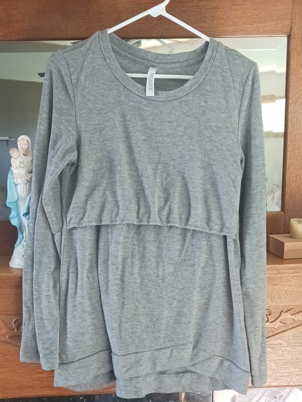 Latched Mama Grey Layered Long-Sleeve Nursing Top